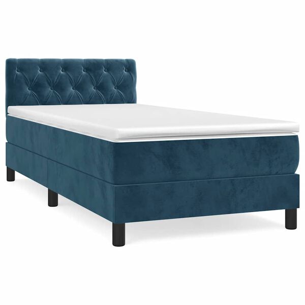 vidaXL Boxspringbett mit Matratze Dunkelblau 80x200 cm Samt