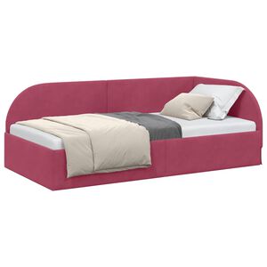 vidaXL Eckbettgestell Weinrot 80 cm x 200 cm Polyester und Sperrholz