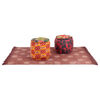 vidaXL Puff und Teppich 3-tlg. Stoff Patchwork