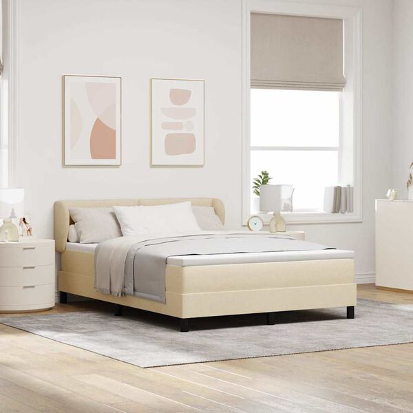 vidaXL Boxspringbett mit Matratze Creme 160 x 200 cm Stoff