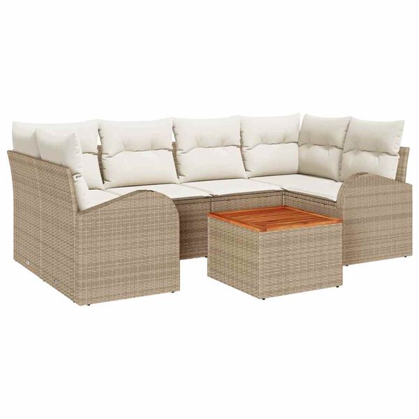 vidaXL Garten-Sofa-Set 7 pcs Beige und Wei&szlig;