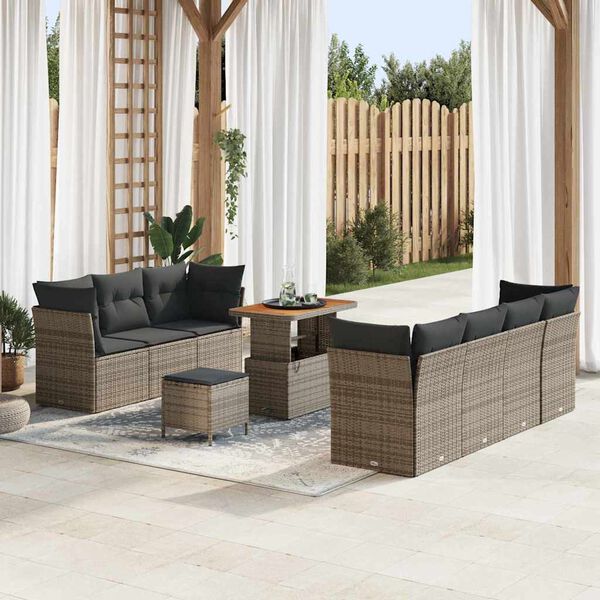 vidaXL Garten-Sofa-Set 10 pcs Grau Poly-Rattan