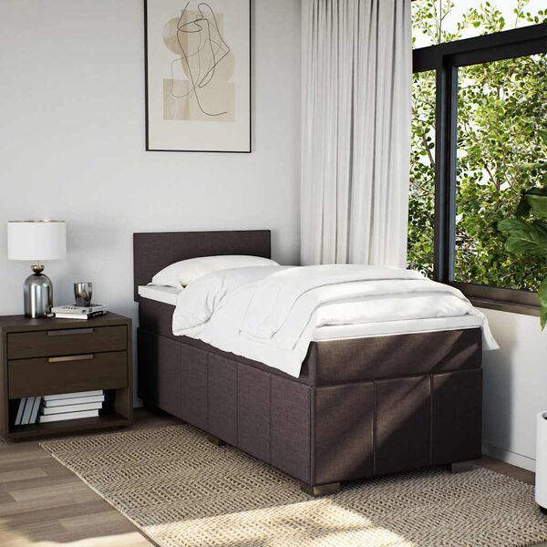 vidaXL Boxspringbett mit Matratze Dunkelbraun 90x200 cm Stoff