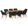 vidaXL Garten Essgruppe mit Kissen 9 pcs Schwarz Poly-Rattan