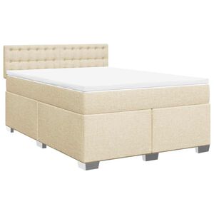 vidaXL Boxspringbett mit Matratze Creme 140x190 cm Stoff