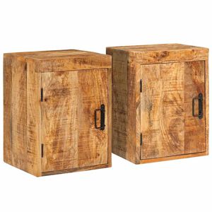 vidaXL Nachttisch 2 pcs Braun 35 x 33 x 48 cm Massivholz Mango