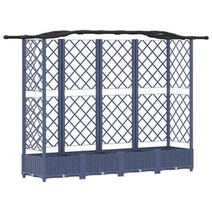 vidaXL Hochbeet mit Rankgitter und Dach Grau 203,5 x 40 x 125 cm PP
