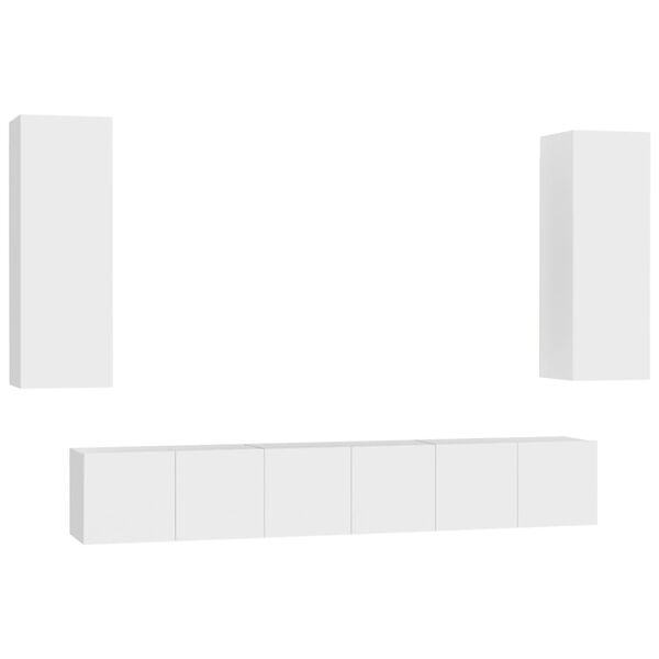 vidaXL 5-tlg. TV-Schrank-Set Wei&szlig; Holzwerkstoff