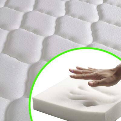 vidaXL Bett mit Memory-Schaum-Matratze Weiß Kunstleder 180x200 cm