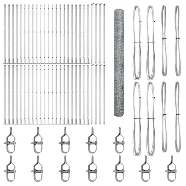 vidaXL Zaunpfosten Silber 100 x 1,4 m (50 mm Maschen) Stahl