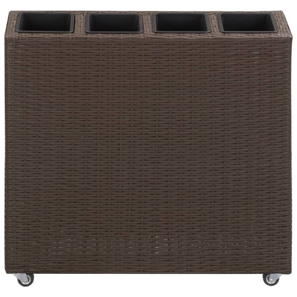 vidaXL Garten-Hochbeet mit 4 T&ouml;pfen 80x22x79 cm Poly Rattan Braun