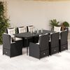 vidaXL 9-tlg. Garten-Essgruppe mit Kissen Schwarz Poly Rattan