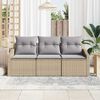 vidaXL Gartensofa-set mit Kissen 3 pcs Beige und Hellgrau Poly-Rattan