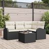 vidaXL Sofa Set mit Kissen 5 pcs Schwarz und Wei&szlig; Poly-Rattan