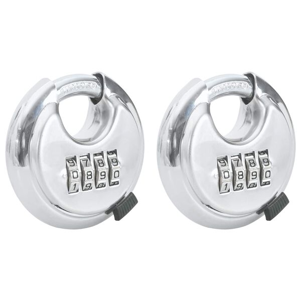 vidaXL Diskusschl&ouml;sser mit Schl&uuml;sseln 2 pcs Silber 7 x 2,3 x 7 cm