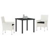 vidaXL Garten Essgruppe mit Kissen 3 pcs Wei&szlig; Poly-Rattan