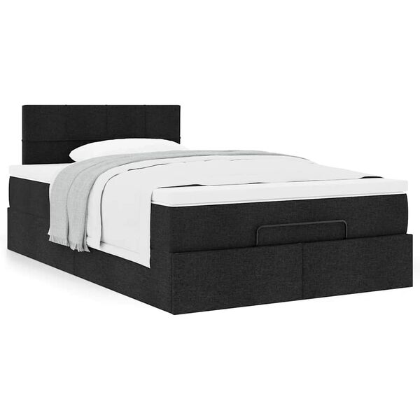 vidaXL Ottoman-Bett mit Matratze Schwarz 120x200 cm Stoff