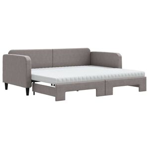vidaXL Tagesbett Ausziehbar mit Matratzen Taupe 90x200 cm Stoff