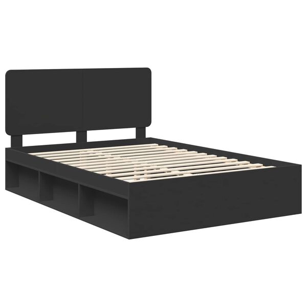 vidaXL Bettrahmen Schwarz 150 x 200 cm Massives Kiefernholz