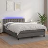 vidaXL Boxspringbett mit Matratze & LED Grau 140x190 cm Kunstleder