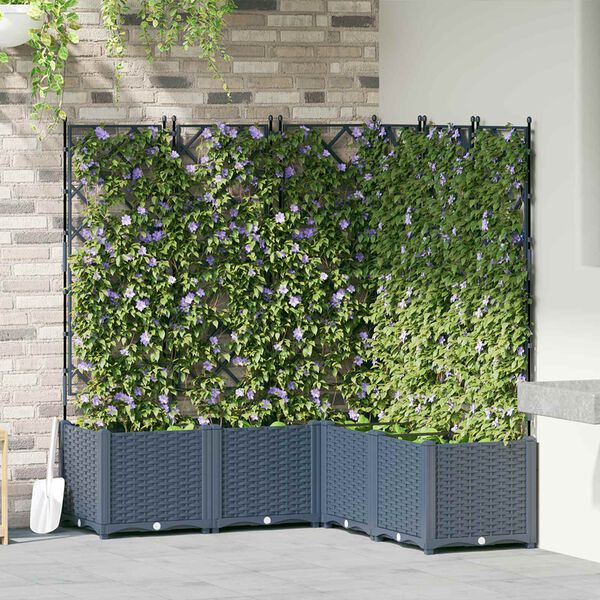 vidaXL Garten-Pflanzgef&auml;&szlig; 5 pcs Grau 120 x 120 x 143 cm Kunststoff