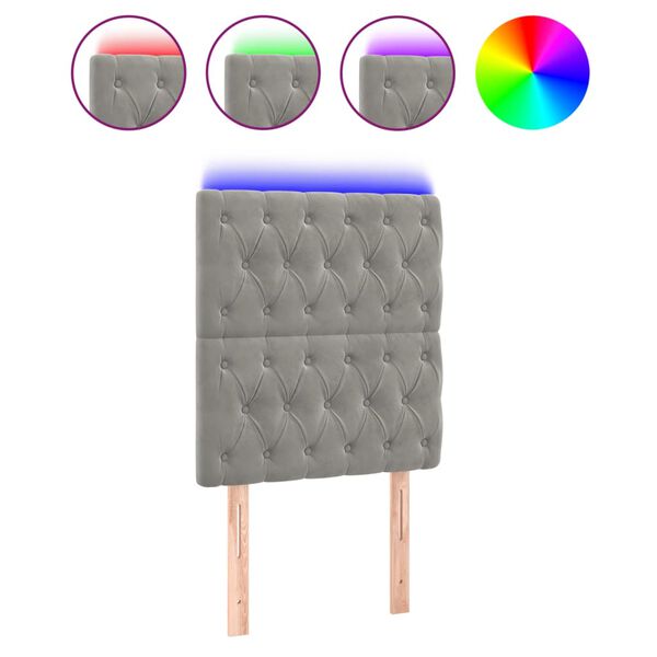 vidaXL LED Kopfteil Hellgrau 80x7x118/128 cm Samt