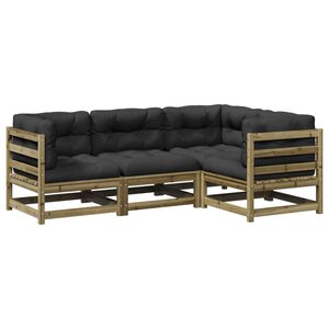 vidaXL 4-tlg. Garten-Sofagarnitur mit Kissen Kiefernholz Impr&auml;gniert