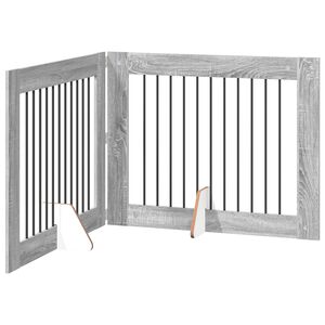 vidaXL Klappbares Hundetor mit St&auml;ndern 2 pcs Graues Sonoma 200,5 cm