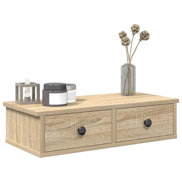 vidaXL Wandregal mit Schubladen Sonoma-Eiche 60x28x15 cm Holzwerkstoff