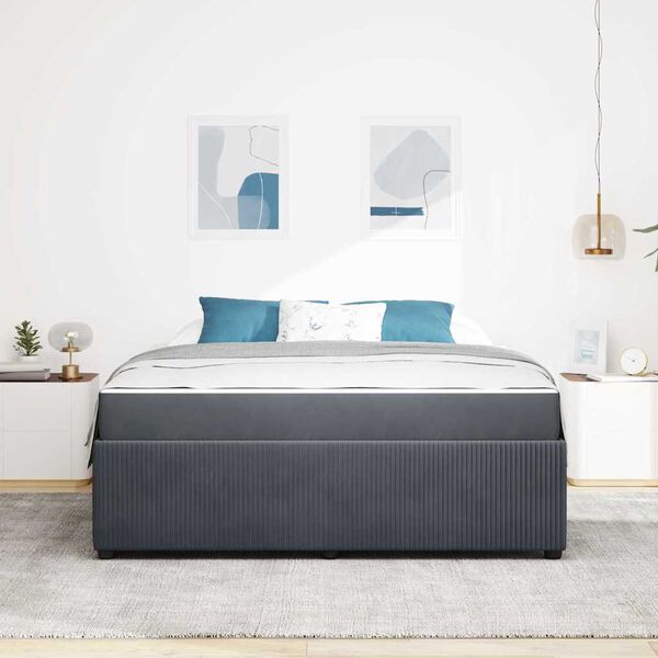 vidaXL Bettrahmen mit Matratze Dunkelgrau 180 x 200 cm Stoff