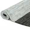 vidaXL Chindi-Teppich Handgewebt Leder 160x230 cm Hellgrau Schwarz