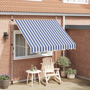 vidaXL Einziehbare Markise Handbetrieben 250 cm Blau/Wei&szlig; Gestreift