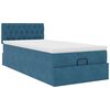 vidaXL Ottoman-Bett mit Matratze & LEDs Dunkelblau 100x200 cm Samt