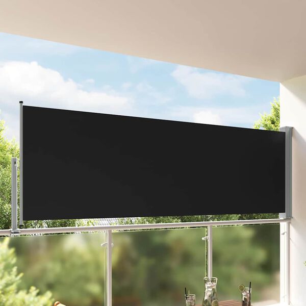 vidaXL Ausziehbare Seitenmarkise 120x300 cm Schwarz