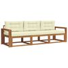 vidaXL Outdoor-Sofagarnitur 3 stk. Natur und Creme