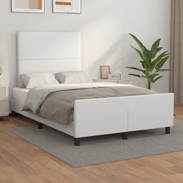 vidaXL Bettgestell ohne Matratze Wei&szlig; 120x190 cm Kunstleder
