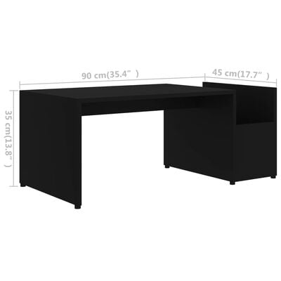 vidaXL Couchtisch Schwarz 90x45x35 cm Holzwerkstoff