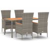 vidaXL 5-tlg. Garten-Essgruppe mit Kissen Grau Poly Rattan
