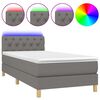 vidaXL Boxspringbett mit Matratze & LED Dunkelgrau 80x200 cm Stoff