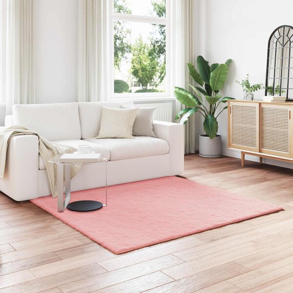 vidaXL Kunstfell Hasen Teppich Olite Rosa 120 x 120 cm Polyester