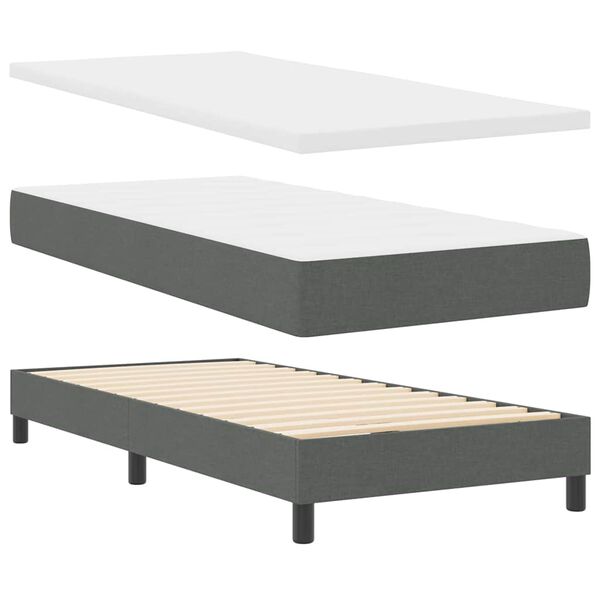 vidaXL Boxspringbett mit Matratze mit Matratze Dunkelgrau 80 x 200 cm