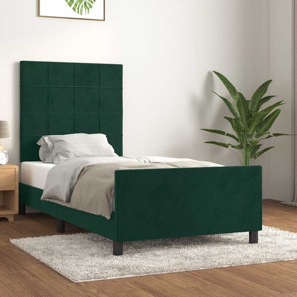 vidaXL Bettgestell ohne Matratze Dunkelgr&uuml;n 120x200 cm Samt
