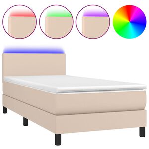 vidaXL Boxspringbett mit Matratze & LED Cappuccino-Braun 90x200cm