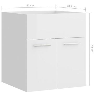 vidaXL Waschbeckenunterschrank Hochglanz-Weiß 41x38,5x46cm