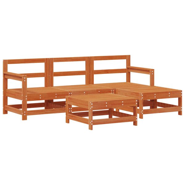 vidaXL Garten-Lounge-Set 5 pcs Wachsbraun Massives Kiefernholz