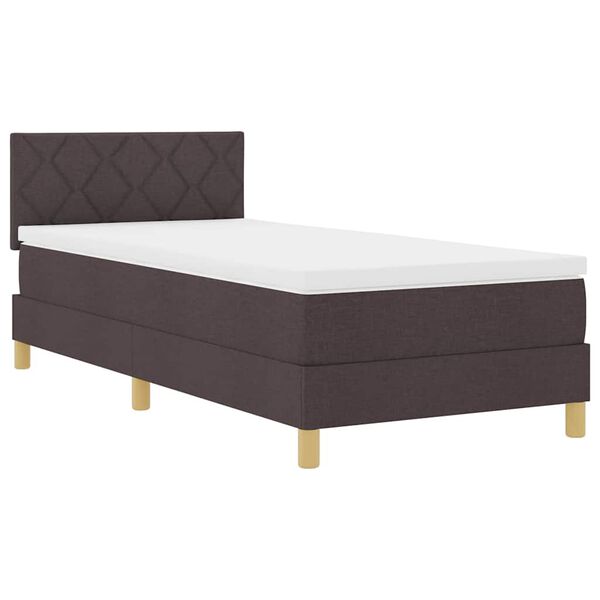 vidaXL Boxspringbett mit Matratze Dunkelbraun 90 x 200 cm Stoff