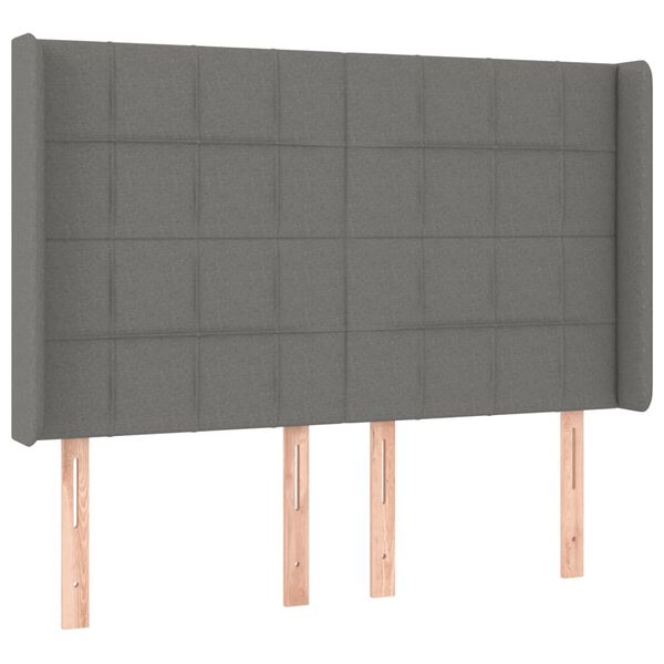 vidaXL LED Kopfteil Dunkelgrau 147x16x118/128 cm Stoff