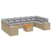 vidaXL 11-tlg. Garten-Sofagarnitur mit Kissen Beige Poly Rattan