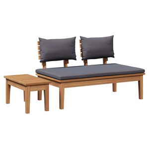vidaXL Gartenbank und Tischset 2 stk. Grau und Braun Massivholz Teak