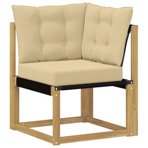 vidaXL Outdoor Ecksofa Massivholz Akazie und Textilene Stoff Wei&szlig;